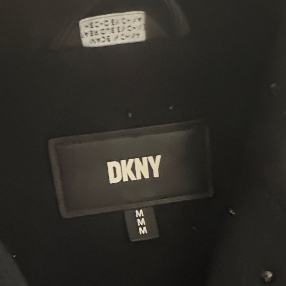 Dkny Black Long Trench Coat with Subtle Sparkle - Picture 2 of 7